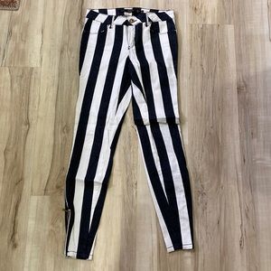 Zara black and white striped pants